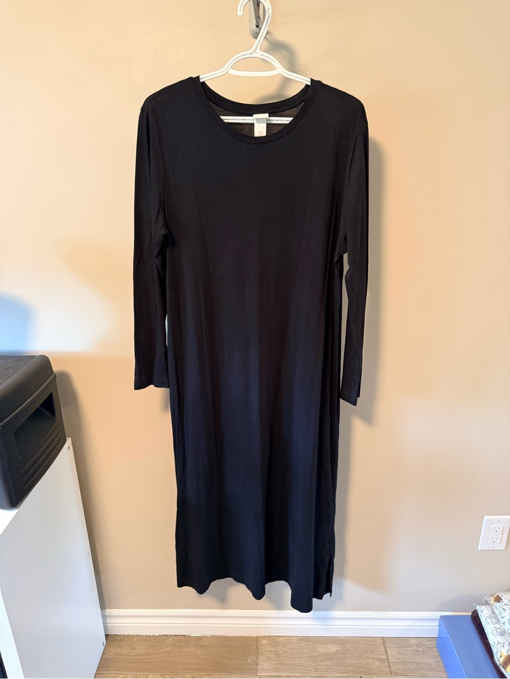 H&M Black Long Sleeve Midi Dress